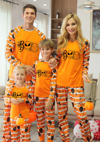 Eltern-Kind-Hauskleidung Halloween-Kinderkleidung Hauskleidung Pyjamas Damenhauskleidung Orange Halloween