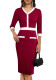 Retro ladies boutique color-blocking mid-waist v-neck Patchwork Bodycon professional dress