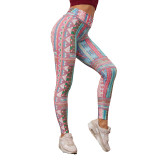 High Waist Print Basic Pants Outdoor Sports Running Pants Yoga Pants Women