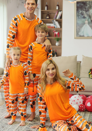 Ebeveyn-çocuk ev giysileri Cadılar Bayramı çocuk giysileri ev giysileri pijama kadın ev giysileri turuncu cadılar bayramı