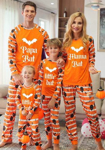 Parent-enfant maison vêtements Halloween vêtements pour enfants maison vêtements pyjamas femmes maison vêtements orange halloween