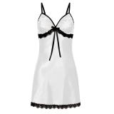 faux silk lace suspender nightdress with bow
