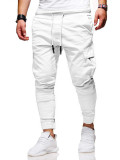 Fall/Winter Patch Pocket Tight Pants Tie Elastic Sports Slack Long Casual Pants Jogger Pants