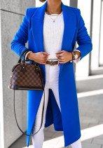 Cappotto lungo solido da donna autunno/inverno semplice a maniche lunghe con colletto rovesciato