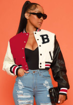 Women'S American Street Colorblock Embroidered Versatile Casual Baseball Jacket