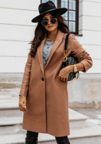 Giacca da donna autunno inverno con colletto rovesciato manica lunga cappotto solido