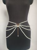 (2pcs)Waist Chain Pearls Connected With Multi-Layer Tassel Side Swing Chain Belt
