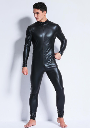 Erotischer Dessous-PU-Leder-Bodysuit für Herren