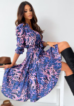 Fall/Winter Fashion Print Multicolor Long Sleeve Dress Women
