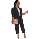 Fall Fashion Solid Color Women's Blazer Two Piece