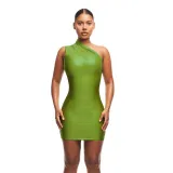 Women's Fall Sexy Slim Solid Color Slash Shoulder Sleeveless Bodycon Dress