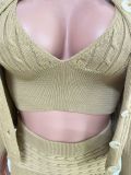 Women's Solid Color Knitting Sweater Cardigan Three-Piece