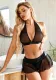 Women Mesh With Pu Leather Sexy Lingerie Set