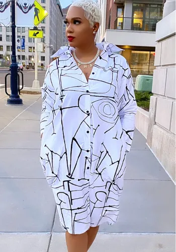 Women Print Sexy Shirt Dress