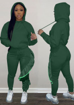 WomenLong Sleeve Hoodies and Ruffles Patched Pant Two Piece Set