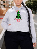 Sudaderas con capucha sueltas de manga larga con estampado de mujer de talla grande de Navidad