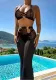 Women Black Lace Cut Out Sexy Lingerie Set