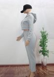 Plus Size WomenCasual Thick fleece Hoodies and Pant Two Piece Set