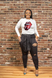 Classic Sequined Mouth Plus Size T-Shirt