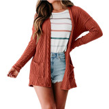Autumn/Winter Women's Solid Color Loose Pocket Fashion Patchwork Sweater Knitting Long Sleeve Cardigan