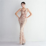 Evening Dress Long Formal Party Slim Fit Evening Dress Chic Elegant Long Sequin Annual Party Evening Dress