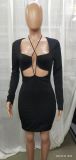 Womens Sexy Halter Neck Long Sleeve Bodycon Dress