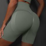 Spring Summer seamless knitting peach solid color breathable three-point yoga pants running fitness sports shorts women