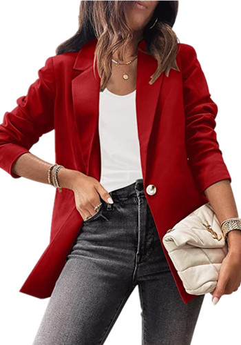 Women's Solid Casual Long Sleeve Blazer Ol Chic Professional Slim Top Jacket