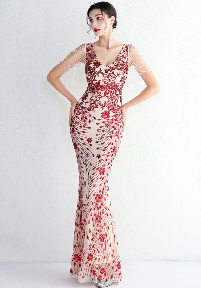 Wholesale Evening Dress Long Formal Party Slim Fit Evening Dress Chic Elegant Long Sequin Annual