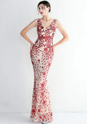 Evening Dress Long Formal Party Slim Fit Evening Dress Chic Elegant Long Sequin Annual Party Evening Dress