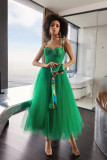 women's dress autumn mesh suspender belt green dress
