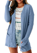 Autumn/Winter Women's Solid Color Loose Pocket Fashion Patchwork Sweater Knitting Long Sleeve Cardigan