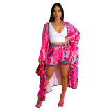 Sexy Jacket Shorts Positioning Print Two-Piece Set
