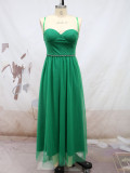 women's dress autumn mesh suspender belt green dress