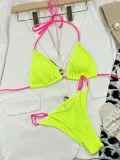 Women Bikini Ladies Swimwear Sexy Solid Color Halter Two Pieces Swimsuit