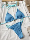 Women Bikini Ladies Swimwear Sexy Solid Color Halter Two Pieces Swimsuit