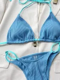 Women Bikini Ladies Swimwear Sexy Solid Color Halter Two Pieces Swimsuit