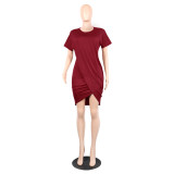 Sexy Round Neck Short Sleeve Patchwork Women'S Casual Dress