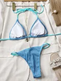 Women Bikini Ladies Swimwear Sexy Solid Color Halter Two Pieces Swimsuit