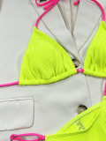 Women Bikini Ladies Swimwear Sexy Solid Color Halter Two Pieces Swimsuit
