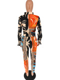 Women's Sexy Print Blouse and Pants Fashion Suit