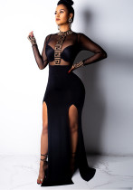 Vestido de malla con abertura lateral transparente para mujer Vestidos de noche