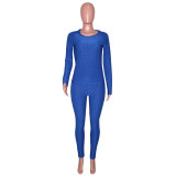 Women Round Neck Long Sleeve Top And Pant Two Piece