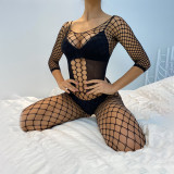 Women Sexy Black Net Jumpsuit Lingerie