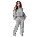 Casual Suit Ripped Fashionable Tracksuit