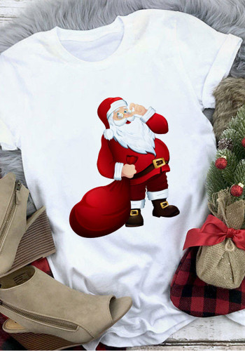 T-shirt décontracté imprimé pour femme de la collection Kind Santa