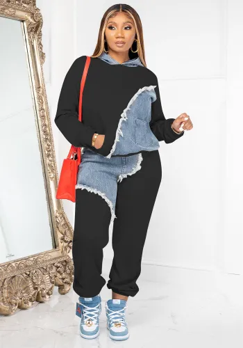 Women's Fashion Casual Hoodies Tie Long Two-Piece Set
