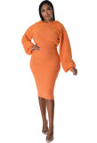 women's long sleeve solid color autumn dress