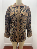 Fall/Winter Fashion Leopard Print Corduroy Button Long Sleeve Jacket Women