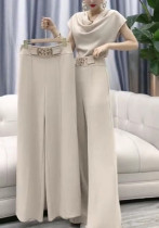 ファッションスーツ パイルカラー スリムフィット スモールシャツ + ワイドパンツ セット